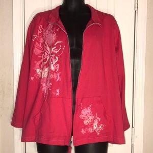 NWOT Just My Size Pink Full Zip Mock Neck Jacket